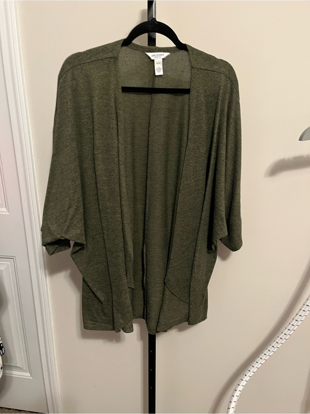 Arizona Jean Company Olive Open-Front Draped Cardigan